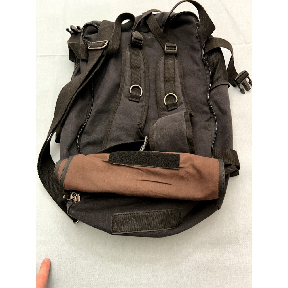 Canvas Travel Backpack / Shoulder Bag Black - Picture 3 of 8